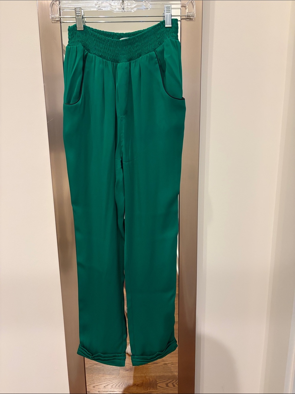 Emerald Green Silk Piamita Trousers